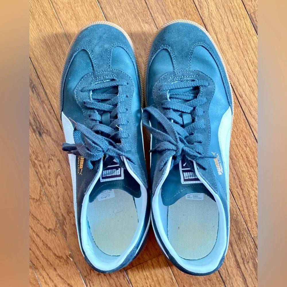 Puma men ‘s Teal and White Sneakers - Picture 1 of 10